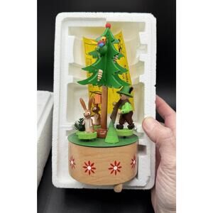 STEINBACH MUSIC BOX TREE WITH BUNNIES HUNTER 7" IM WALD UND AUF DER HEIDI In Box